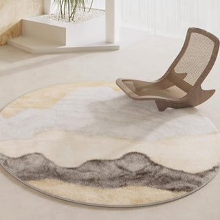 Tapis rond en peluche Mountain Mist Dream, résistant aux éclaboussures, facile à nettoyer, adapté aux animaux de compagnie, moderne, salon