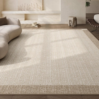 Tapis facile à nettoyer avec bordure en texture naturelle, résistant aux éclaboussures, tapis minimaliste adapté aux animaux de compagnie