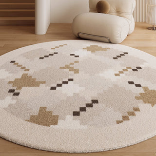 Tapis rond en peluche Pixel Harmony, facile à nettoyer, résistant aux éclaboussures, adapté aux animaux de compagnie