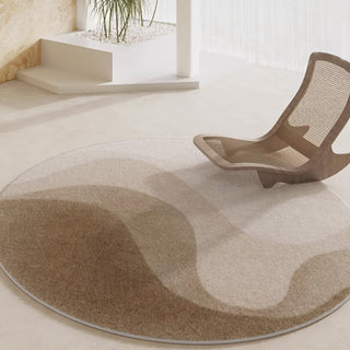 Tapis rond en peluche à motif de dunes de sable, facile à nettoyer, résistant aux éclaboussures, résistant aux éclaboussures, adapté aux animaux de compagnie