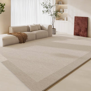 Tapis facile à nettoyer avec bordure ondulée en sable, résistant aux éclaboussures, adapté aux animaux de compagnie