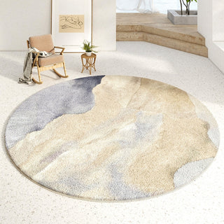 Tapis rond abstrait et serein facile à nettoyer, résistant aux éclaboussures, adapté aux animaux de compagnie, moderne, pour salon