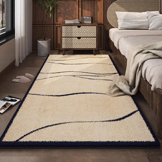 Tapis de chambre à coucher moderne, géométrique et résistant aux éclaboussures Serene Wave, facile à nettoyer