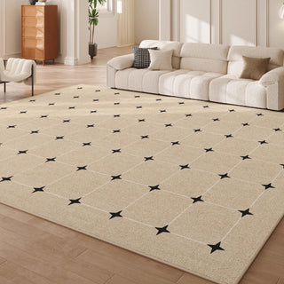 Tapis facile à nettoyer, motif quadrillé en étoile, résistant aux éclaboussures, adapté aux animaux de compagnie, tapis de salon moderne