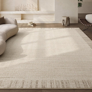 Tapis facile à nettoyer, bordure beige texturée, résistant aux éclaboussures, tapis de salon minimaliste adapté aux animaux de compagnie