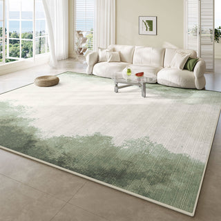 Tapis de salon minimaliste facile à nettoyer Verdant Whispers, résistant aux éclaboussures, adapté aux animaux de compagnie