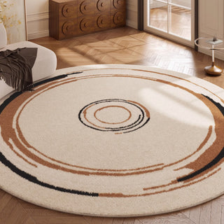 Tapis rond Zen Rings, facile à nettoyer, résistant aux éclaboussures, adapté aux animaux de compagnie, minimaliste, pour salon