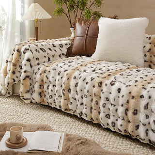 Housse de canapé en fausse fourrure Leopard Warmth de luxe