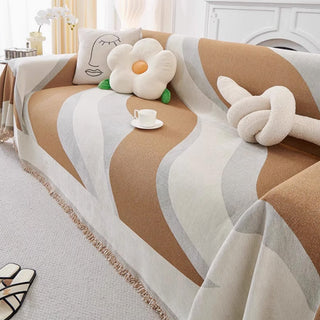 Housse de canapé en tissu lisse aux lignes épurées et au design élégant de blocs de couleurs pour n'importe quelle pièce