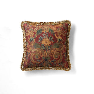 Coussin à franges en tapisserie vintage