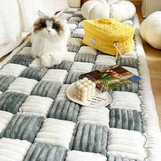Grand tapis carré à carreaux pour chien et chat