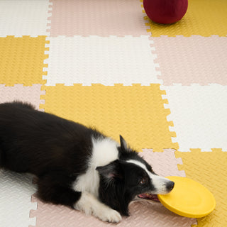 Tapis de jeu en patchwork à motifs de feuilles