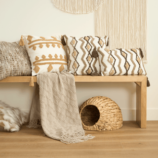 Housse de coussin Pompons Boho