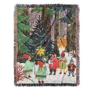Plaid douillet en tapisserie pour réveillon de Noël avec décor de Noël animé et détails tissés