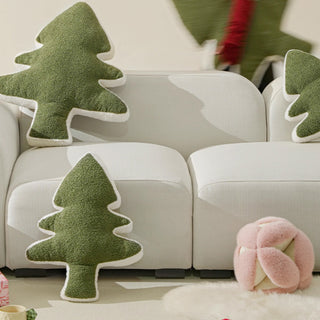 Coussin de sapin de Noël parfait pour les fêtes, décoration verte, design confortable et amusant