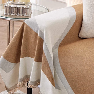Housse de canapé en tissu lisse aux lignes épurées et au design élégant de blocs de couleurs pour n'importe quelle pièce