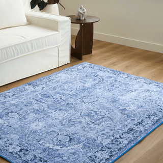 Tapis en peluche persan bleu classique imperméable