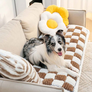 Grand tapis carré à carreaux pour chien et chat