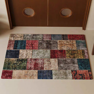 Tapis de chambre de luxe en patchwork bohème lavable en machine