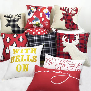 Coussin étoile de Noël en velours côtelé avec pompons, décoration festive des fêtes